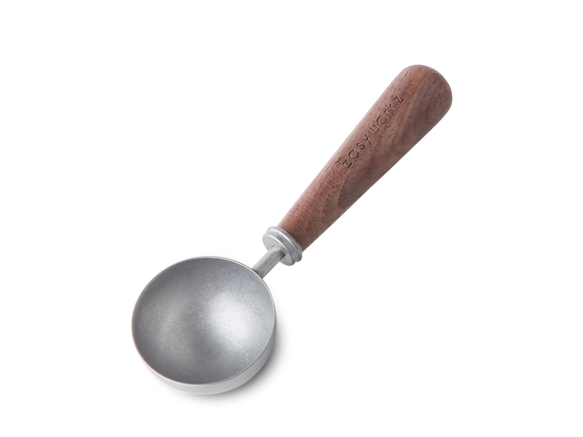 Colher De Café Retrô Em Aço Inoxidável Com Cabo Nogueira Preta, Medida 10g Para Grãos Ou Chá.
