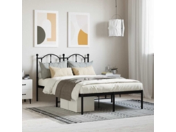 Vidaxl Estrutura De Cama Com Cabeceira 120x190 Cm Metal Preto