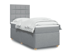 Vidaxl Cama Com Molas/colchão 80x200 Cm Tecido Cinza-claro