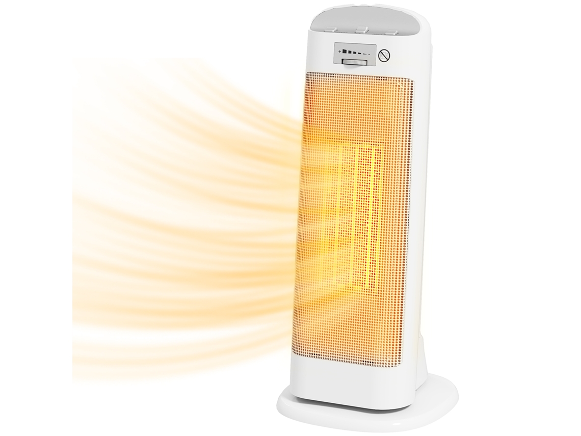 Aquecedor Elétrico De Baixo Consumo 2000w Ptc Com 4 Modos Termóstato Regulável Oscilação De 55° 20x20x49 Cm Branco