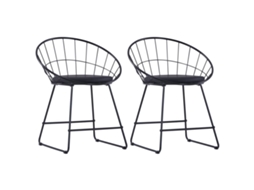 Vidaxl Cadeiras Jantar C/ Assentos Em Couro Artificial 2 Pcs Aço Preto