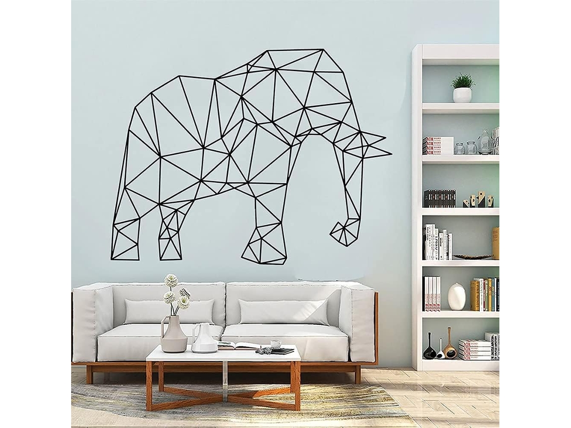 Adesivos de parede abstratos com animais poligonais, arte geométrica de animais, decoração de interiores, em vinil, 74x57cm