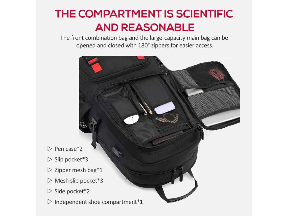 Mochila Outdoor com Interface Usb Compartimento para Sapatos