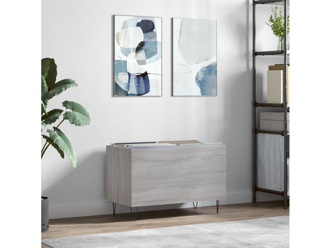 Vidaxl Armário P/ Discos 74,5x38x48 Derivados Madeira Cinzento Sonoma