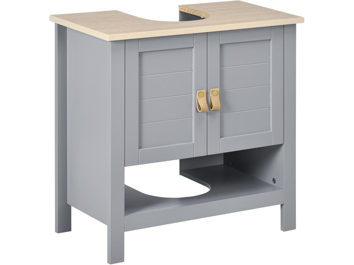 Móvel para Lavatório Pousar Mdf Cor Cinzento 60cmx30cmx60cm Kleankin