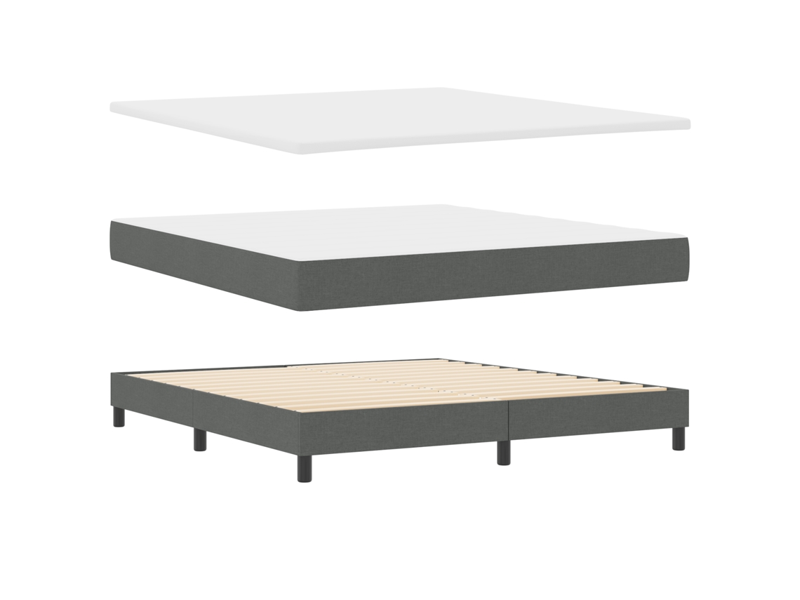 Cama Box Com Colchão - Cinza Escuro, Vidaxl, Tecido. (180x200 Cm)