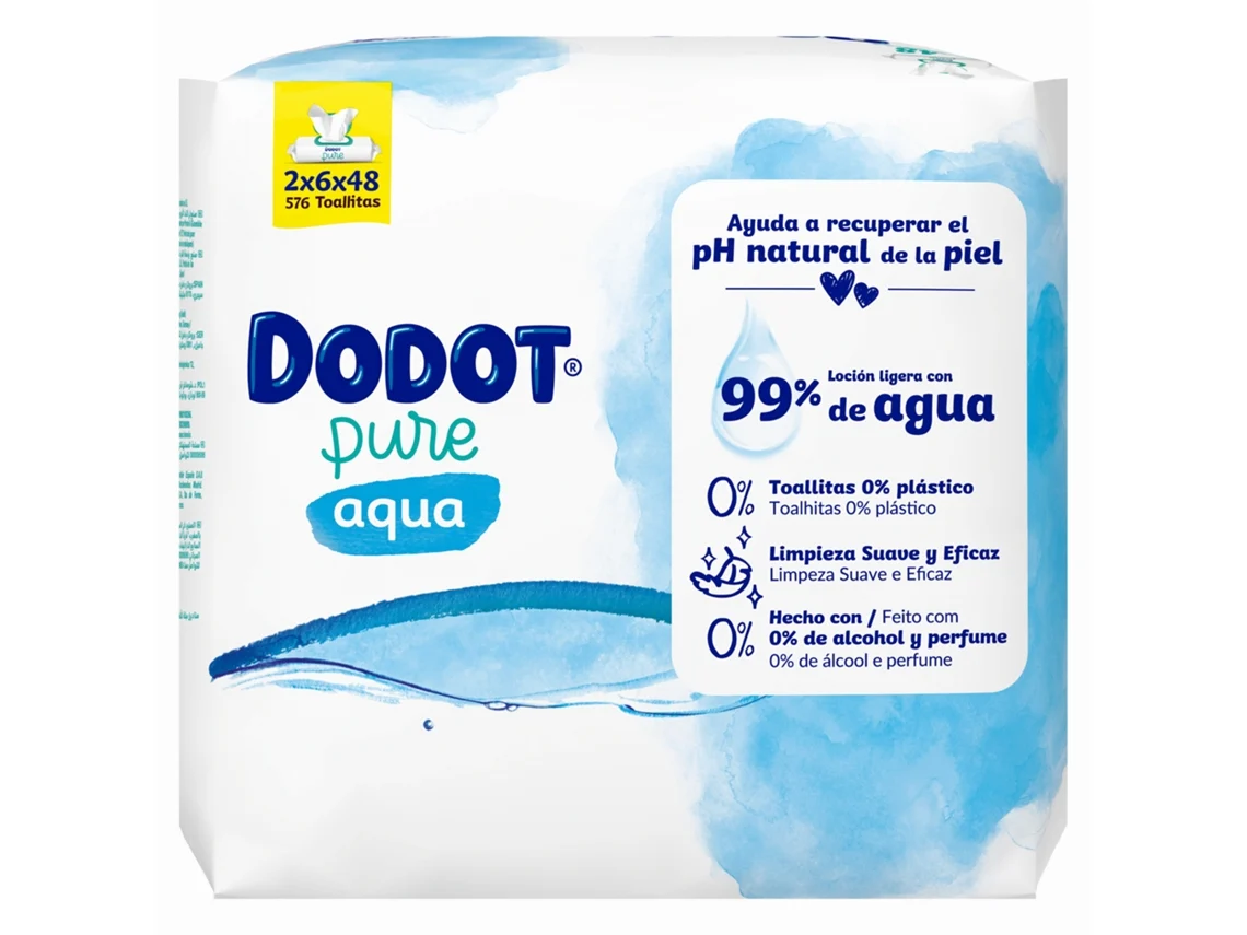 Toalhitas Bebé Aqua Pure DODOT emb. 576 un (12 x 48 un)