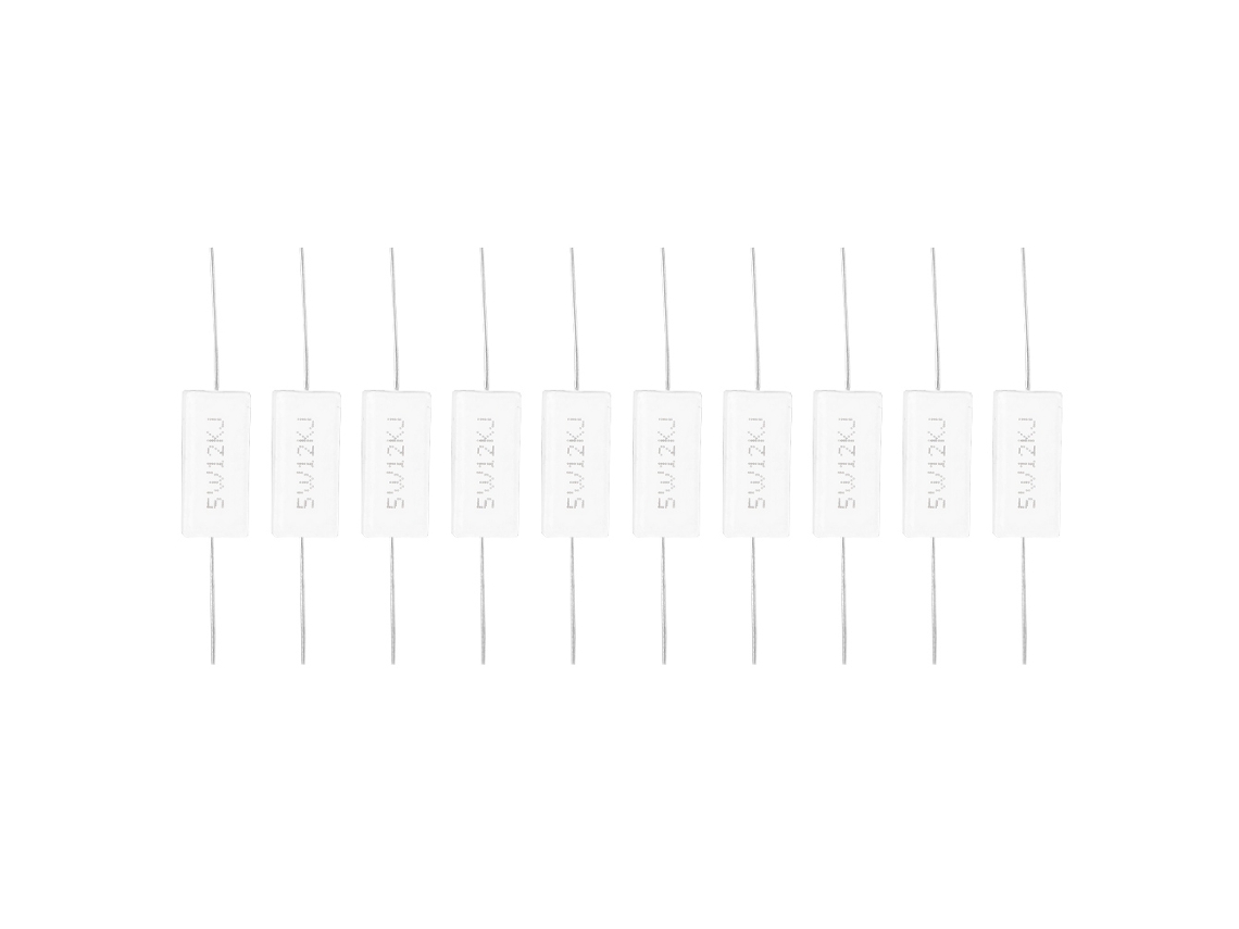 10pcs Resistor De Cimento 5w 12kr Resistência De Potência ±5% Componentes Eletrônicos