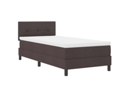 Cama Box com Colchão com Led Marrom Escuro 90x190 cm Tecido MAISON EXCLUSIVE