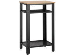 Mesa Lateral/de Cabeceira Em Estilo Industrial Com 2 Prateleiras De Malha Metálica E Pés Ajustáveis, Adequada Para Sala De Estar/quarto