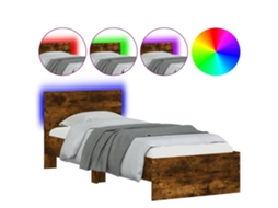 Estrutura de Cama com Cabeceira e Luzes Led Carvalho Fumado MAISON EXCLUSIVE (90x190 cm)