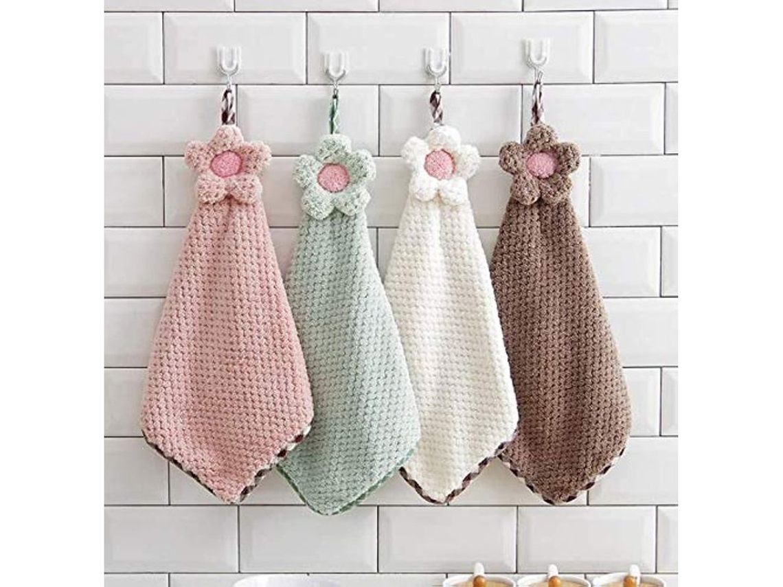 Toalhas de Mão Soft Coral com Alça 4pcs Pequenas Absorventes para Cozinha e Banheiro | S/MARCA