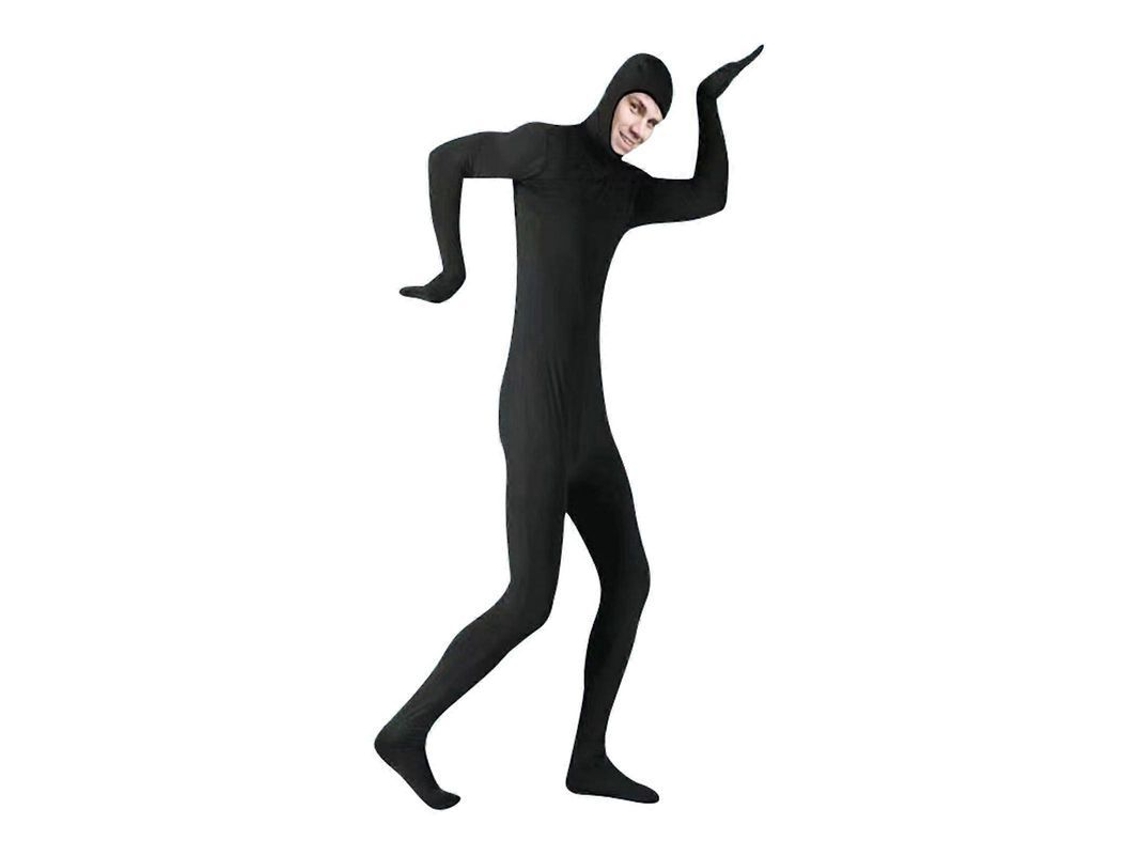 Traje Zentai De Morph Invisible Spandex Hombre Mujer Traje De Cosplay Cara Abierta Negro L