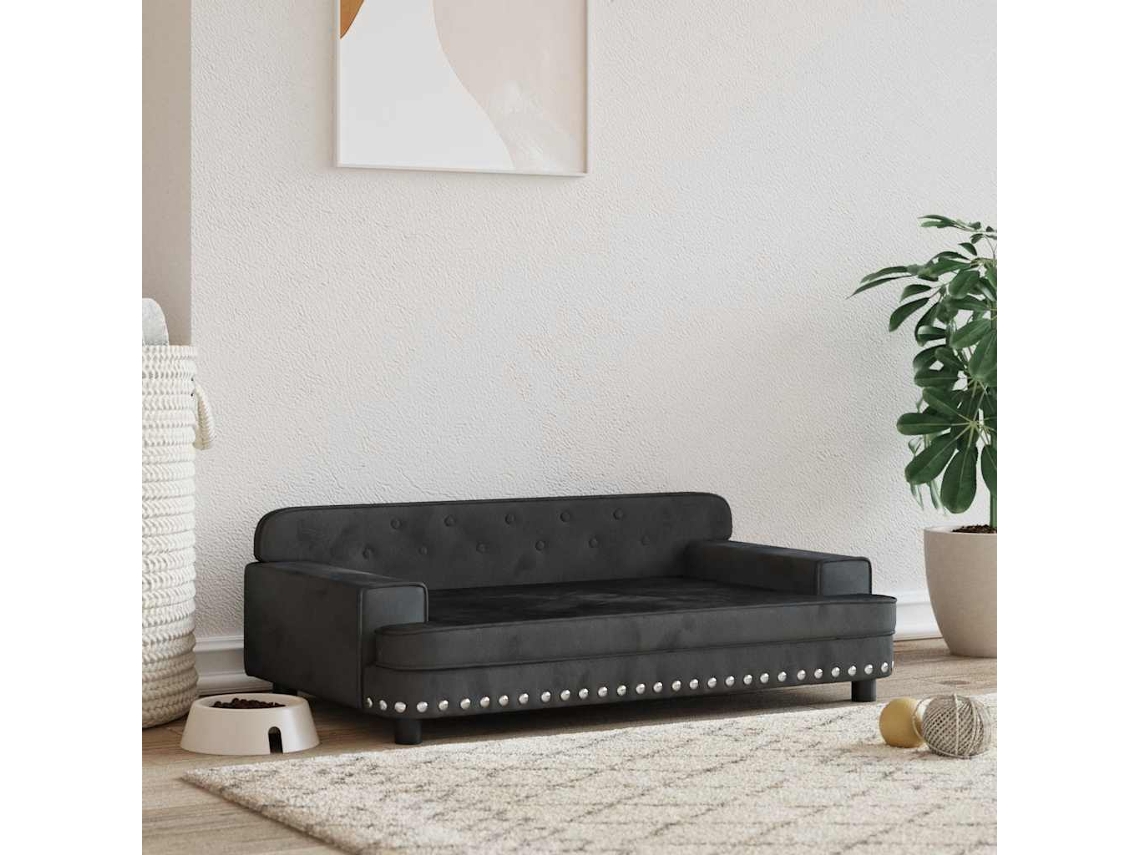 Vidaxl Cama 90x53x30 Cm Veludo Preto