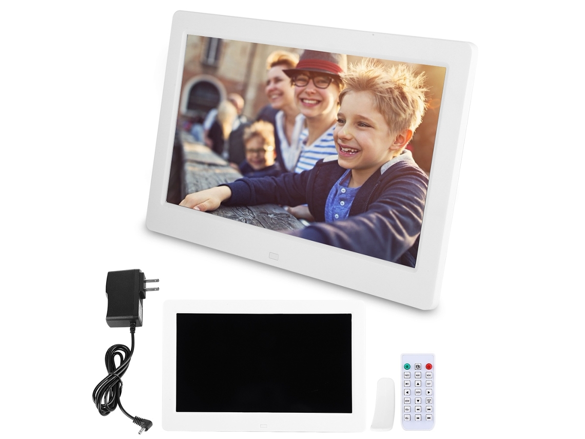 10.1inch 1024*600 Digital Photo Picture Frame Alarm Clock Player Album Remote Control White LAXISCREED