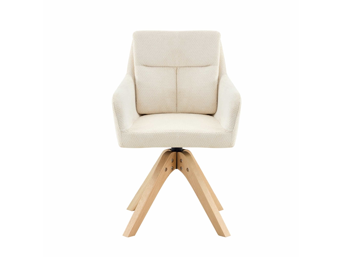 Cadeiras Giratórias Para Sala De Jantar, 2 Unidades - Encosto Alto, Giratórias Em 360°, Veludo Bege Claro, Pernas De Madeira - Branco+madeira