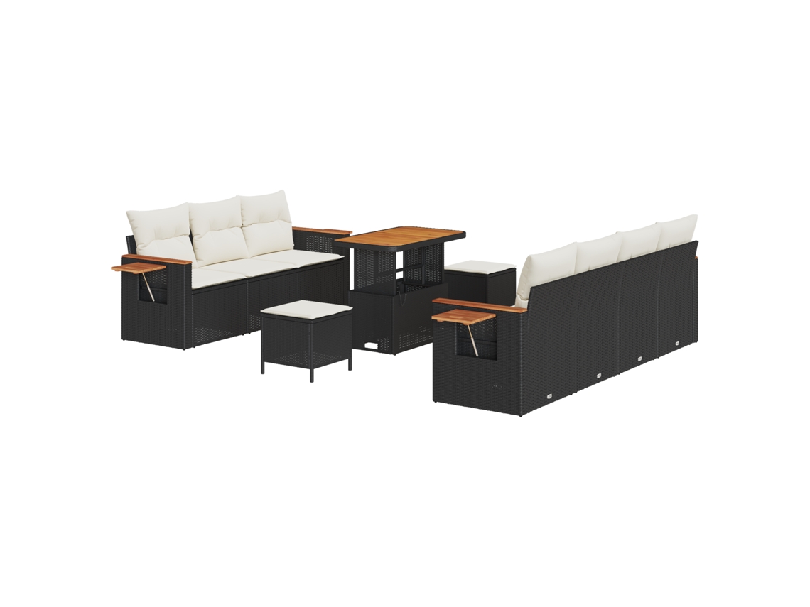 Conjunto 13 Sofá De Jardim Vidaxl Preto Vime Pe (234 X 179 X 85 Cm)