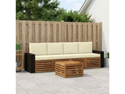 Vidaxl Conjunto De Sofás Para Exterior 5 Unid. Natural E Creme