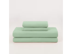 Conjunto Lençóis 4 Peças Lençol De Baixo 160x200*26cm Lençol De Cima 228x259cm 2 Fronhas 75x50cm Poliéster Verde Hexinyigjly
