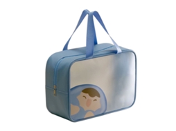 Bolsa de Maquiagem Multifuncional Desenho Animado Grande Capacidade À Prova D'água Portátil para Viagem Azul Nublado