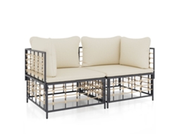 Maison Exclusive - Sofás De Canto Seccionais Com Almofadões 2 Pcs Vime Pe
