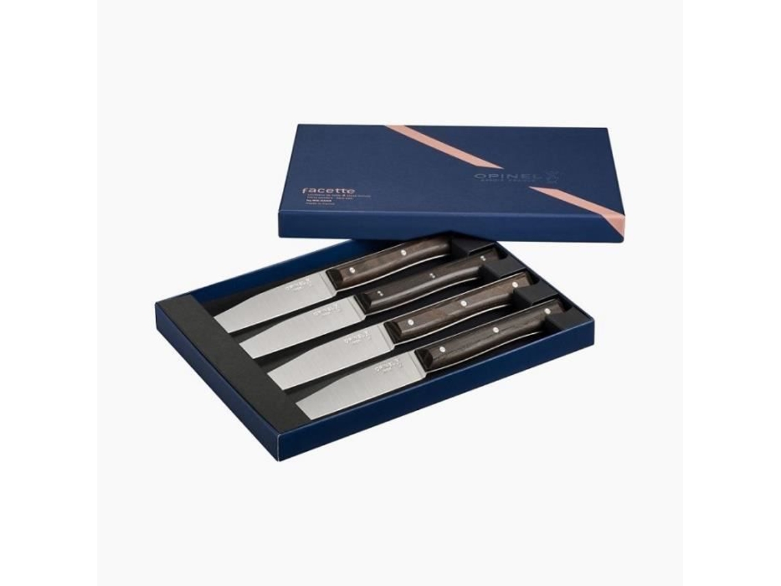 Facas De Mesa Opinel Facetada 4 Peas Freixo Escuro Ao Inoxidvel