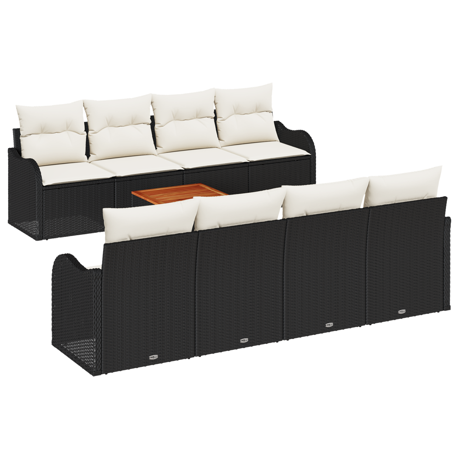Conjunto 9 Conjunto De Móveis Para Exterior Vidaxl Preto Vime Pe (231 X 62 X 69 Cm)