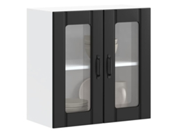 Vidaxl Armário De Parede De Cozinha Porta Vidro Lucca Preto