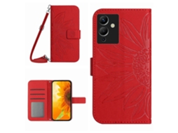 Capa De Celular Flip Em Couro Sintético Com Estampa De Girassol E Toque Suave Para Infiniti Note 12 G96, Com Cordão.