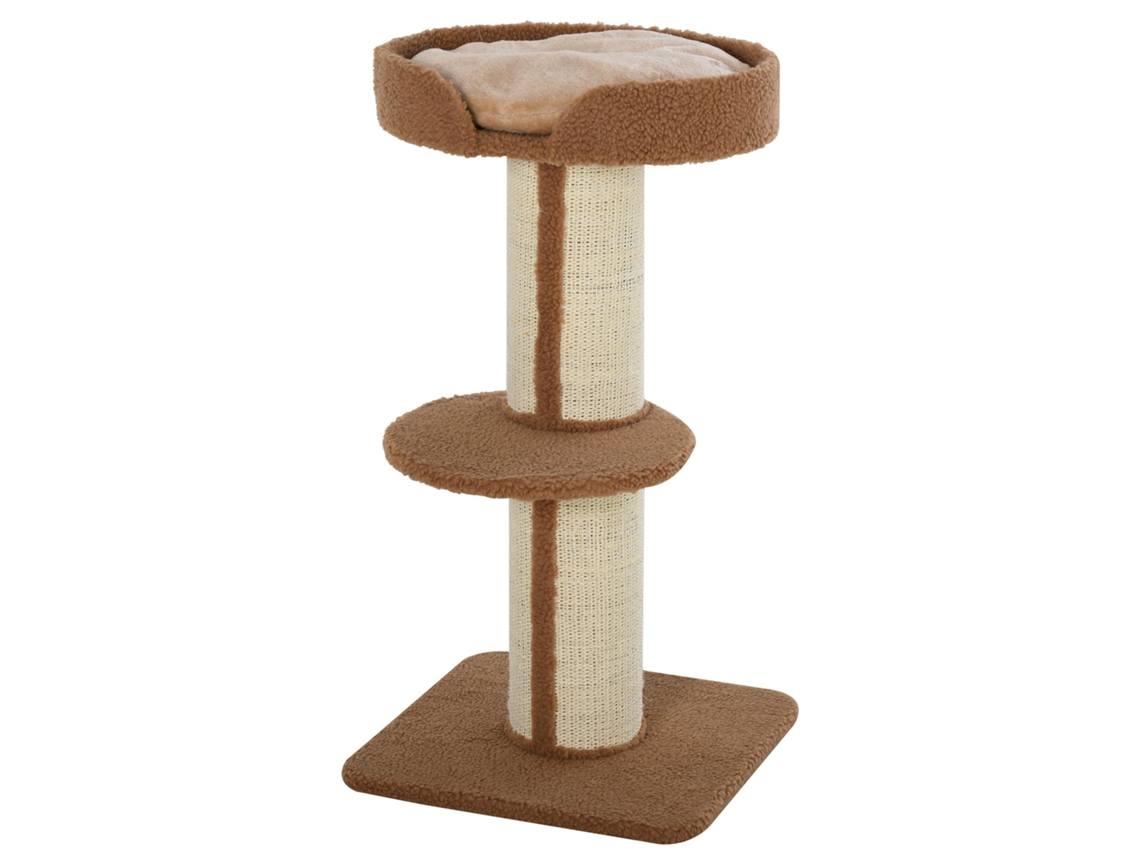 Arranhador Altura 91 Cm De 3 Níveis Com Ninho Plataforma E Poste De Sisal 45x45x91 Marrom Claro