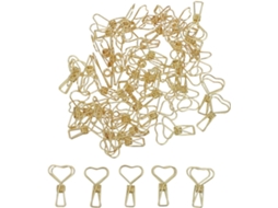 Clips de papel pequenos em formato de coração de metal dourado, pacote com 50 unidades, ideais para arquivos e organizadores.