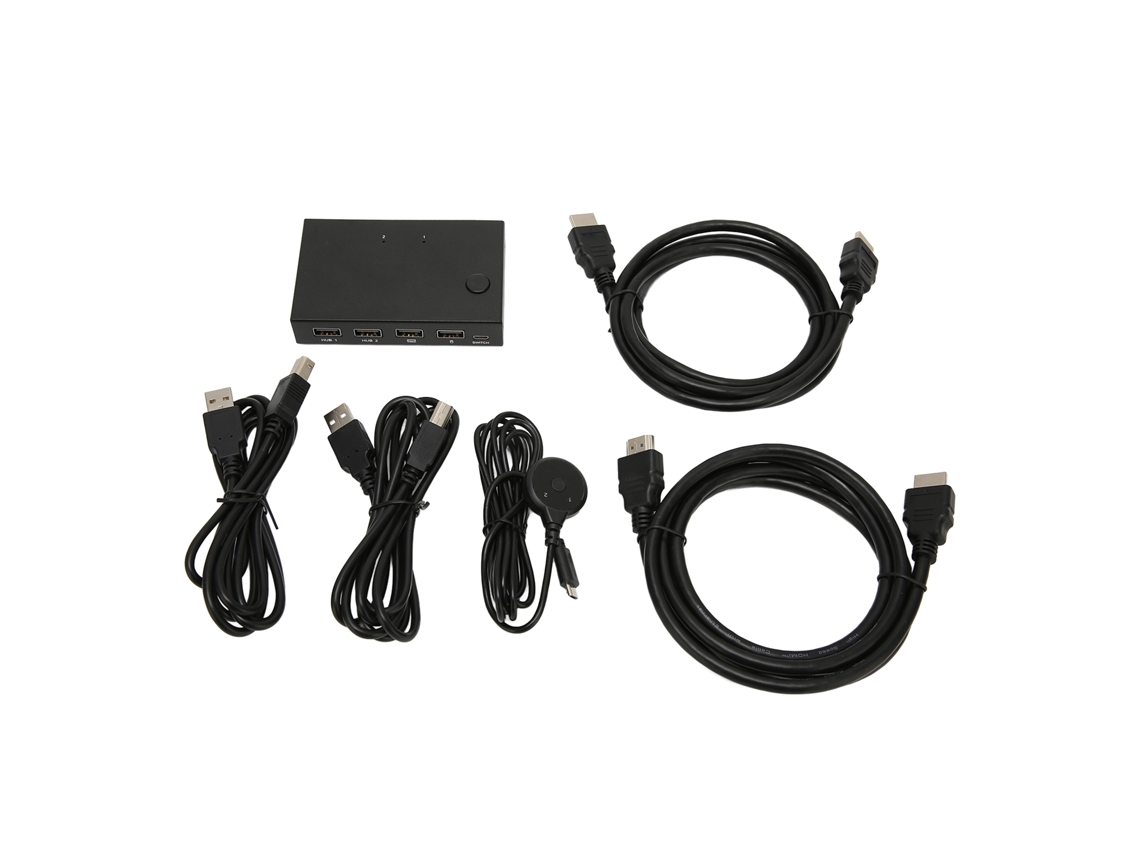 Conmutador kvm de 2 portas plug and play, concentrador usb, interface multimedia hd 4k a 30 Hz para pc, impressora, mouse e teclado | S/MARCA