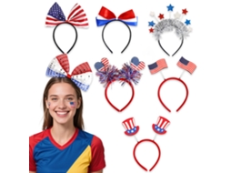 Conjunto De 9 Faixas Cabeça Com A Bandeira Dos Eua Para Copa Do Mundo 2026 Da Mcm - Adereços Torcedores Futebol, Decoração Patriótica Festas