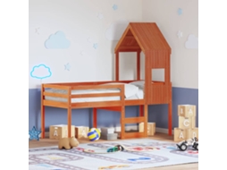 Cama Alta Com Telhado 90x190 Cm Pinho Maciço Castanho-mel