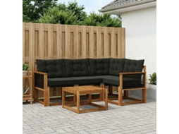 Vidaxl Conjunto De Sofás Para Exterior 5 Unid. Natural E Preto