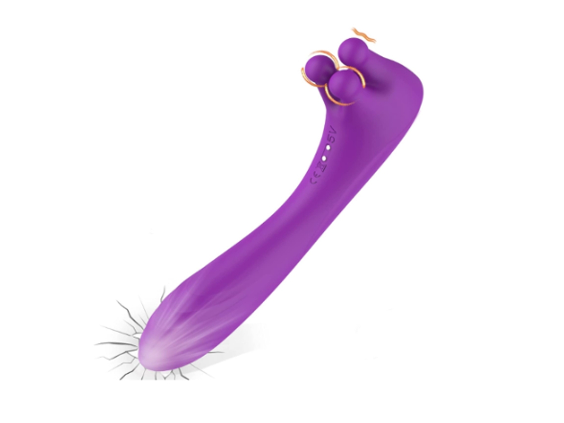 Vibrador Do Clitóris Com Trio De Nubs De Carinho, Vibrador Do Ponto G Com Estimulador Inovador Do Clitóris Giratório, 9 Modos De Prazer, Roxo