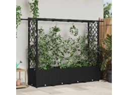 Vidaxl Cama Elevada Com Treliça E Telhado Preto 203 X 40 X 136 Cm Pp