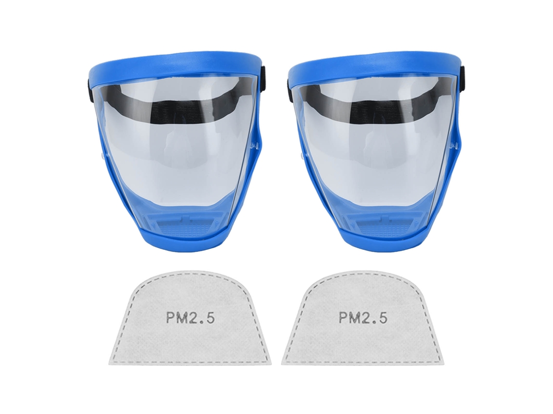 Mali 2pcs Protetor Facial Reutilizável Transparente com Discos de Algodão Filtro Azul Branco