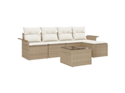 Conjunto 6 Sofá Moderno Para Exterior Vidaxl Bege Vime Pe (55 X 55 X 37 Cm)