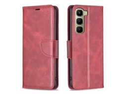 Capa Tkdaddy Para Infinix Hot 60 Pro 4g, Capa De Couro Pu À Prova De Choque Com Compartimentos Para Cartão, Vermelha
