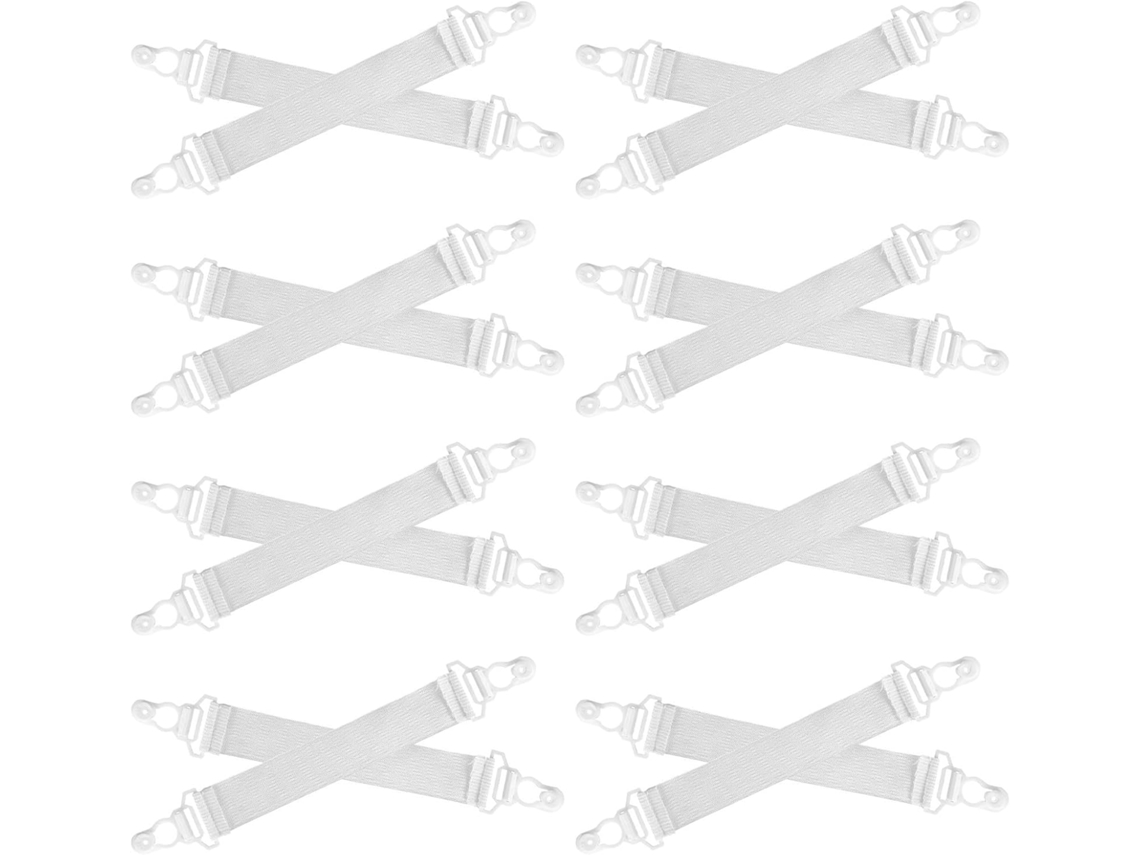Conjunto De 16 Prendedores Ajustáveis Nylon E Plástico Para Lençóis, Na Cor Branca