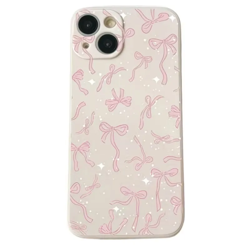 Capa De Celular De Silicone Líquido Com Laço E Estrela (iphone 16 Plus Branco).