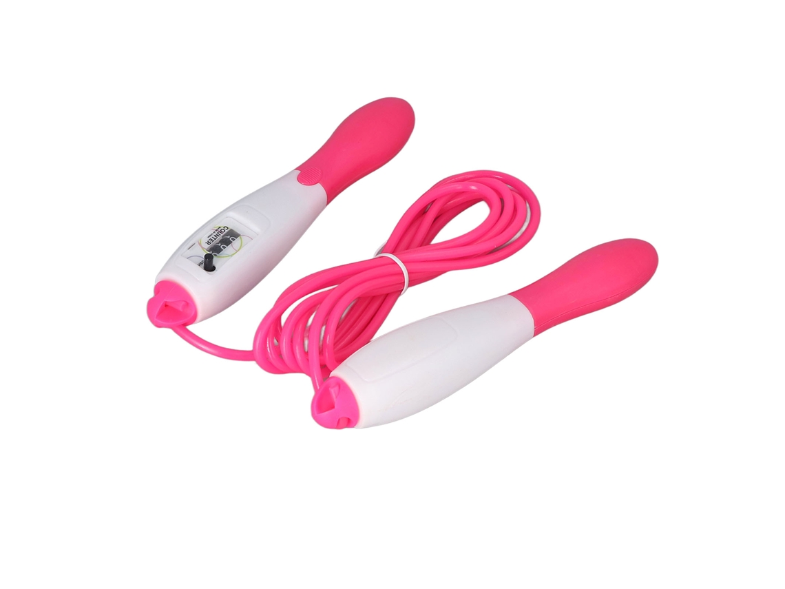 Corda De Pular Pvc Ajustável Com Contador Fitness Para Adultos E Estudantes Teste Esportivo Rosa