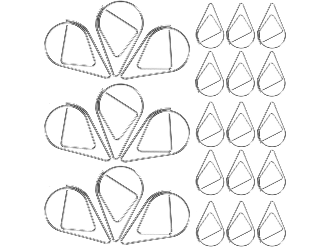 Clips de Papel Metálicos Nolitoy, Design Elegante em Formato de Água, 150 Clips Revestidos, Fáceis de Usar e Organizar