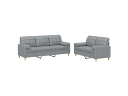 Conjunto de Sofás 2 Peças com Almofadas tecido cinzento claro MAISON EXCLUSIVE