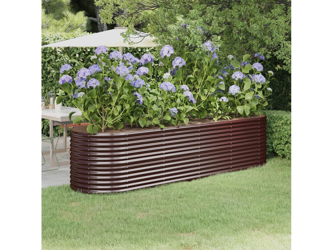 Vidaxl Canteiro Elevado Jardim 296x80x68cm Aço Galvanizado Castanho