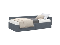 Estrutura de Cama de Canto com Colchão 2 Pcs Cinzeto Veludo VIDAXL