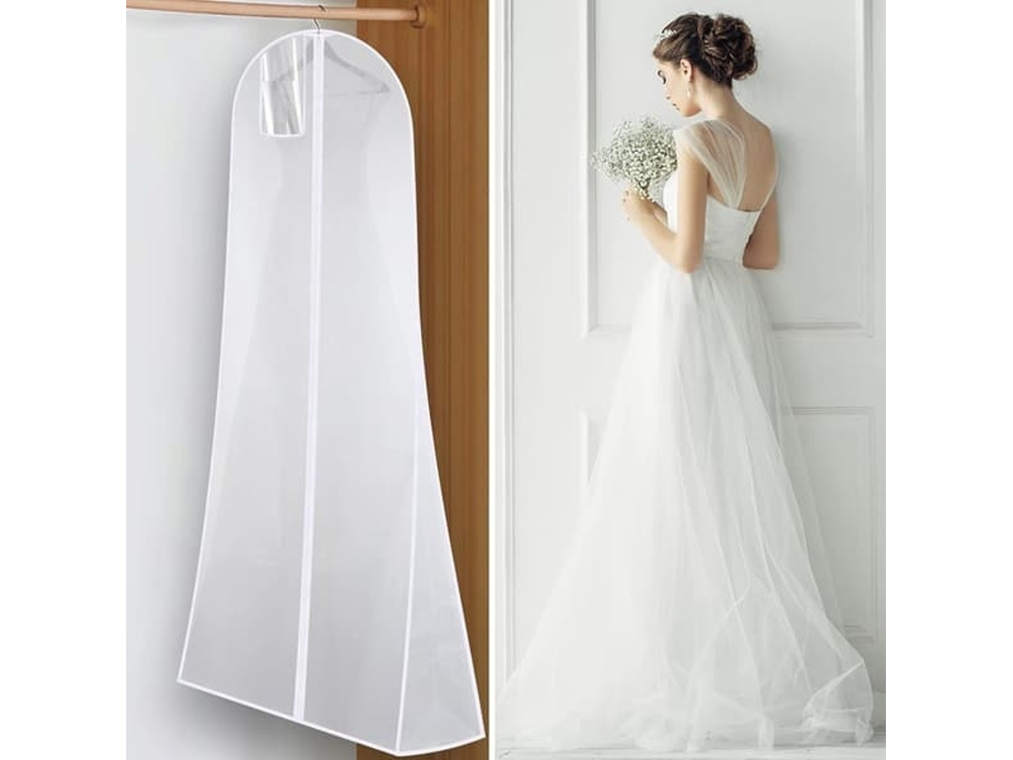 Capa Para Vestido De Noiva Peva E Eva 72x27,6 Polegadas / 183 Cm Preto / Branco - Elysve