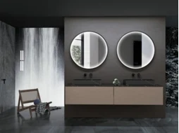 Moldura de Espelho Redondo Led em Alumínio com Acabamento Preto Mate 80CmMICE COLLECTION