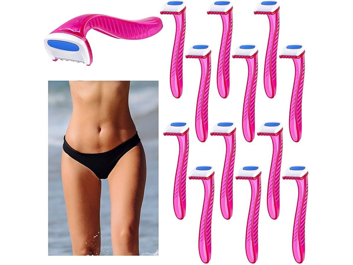 12 Peças Navalha Feminina Aparador de Biquíni Durável Acessórios de Viagem Barbeador Feminino Remoção de Pelos Pubianos ZMDECQNA